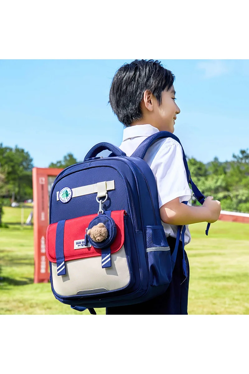 صن إيت Premium 16.5-inch Light Weight School Backpack Water Resistant Polyester Kid’s Daypack for Boys, SE22222, Navy Red